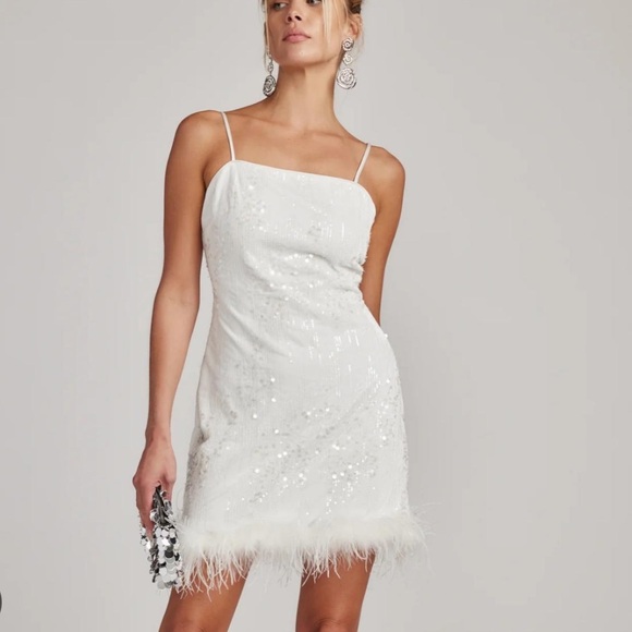 12th Tribe White Sequin Mini Dress - Picture 1 of 5
